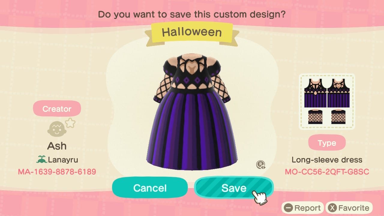 Greatest Animal Crossing Outfits Good for Halloween 6 Purple Lace Dress