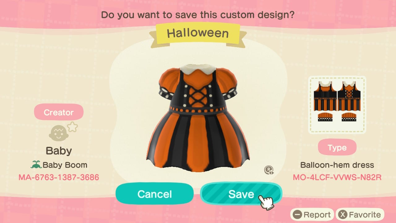 Greatest Animal Crossing Outfits Good for Halloween 4 Black and Orange Dress