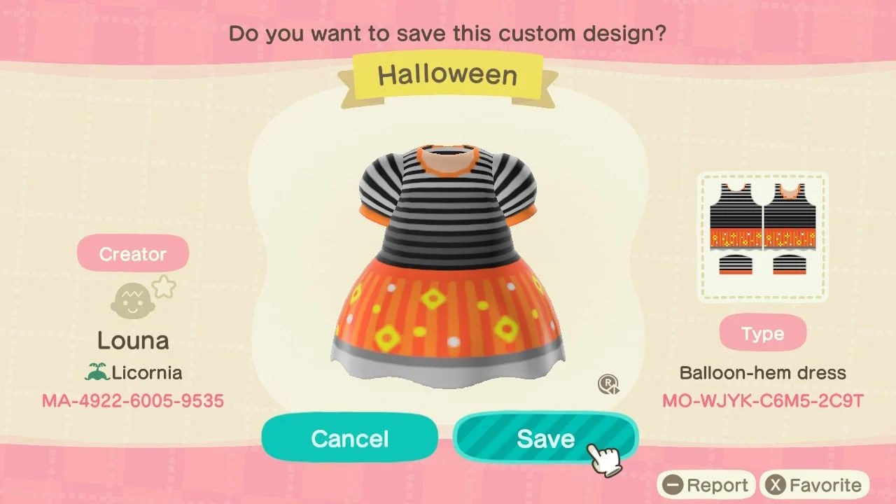 Greatest Animal Crossing Outfits Good for Halloween 13 Black and Orange Striped Dress