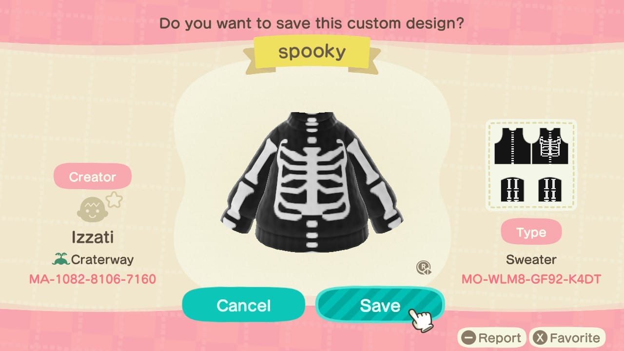 Greatest Animal Crossing Outfits Good for Halloween 3 Spooky Skeleton Sweater